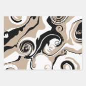 こぼれ – トープ、白黒 ラッピングペーパーシート (正面3)