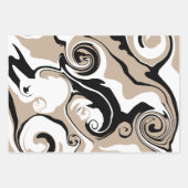 こぼれ – トープ、白黒 ラッピングペーパーシート (正面2)