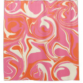 こぼれ – ピンク、オレンジ、クリーム シャワーカーテン (正面)