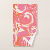 こぼれ – ピンク、オレンジ、クリーム バスタオルセット (ハンドタオル)