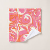 こぼれ – ピンク、オレンジ、クリーム バスタオルセット (ウォッシュタオル)