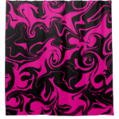 こぼれ – マゼンタおよびブラック シャワーカーテン (正面)