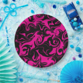 こぼれ – マゼンタおよびブラック ペーパープレート (パーティー)