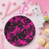 こぼれ – マゼンタおよびブラック ペーパープレート (パーティー)