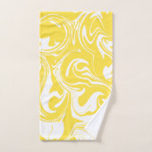 こぼれ – レモンイエローとホワイト バスタオルセット (ハンドタオル)