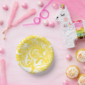 こぼれ – レモンイエローとホワイト ペーパーボウル (パーティー)