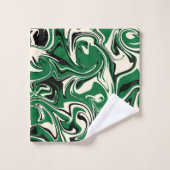 こぼれ – 緑、クリーム、黒 バスタオルセット (ウォッシュタオル)