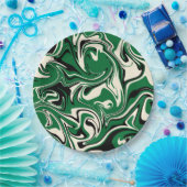 こぼれ – 緑、クリーム、黒 ペーパープレート (パーティー)