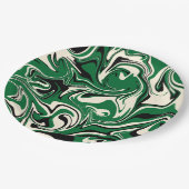 こぼれ – 緑、クリーム、黒 ペーパープレート (アングル)