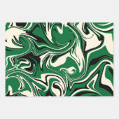 こぼれ – 緑、クリーム、黒 ラッピングペーパーシート (正面3)
