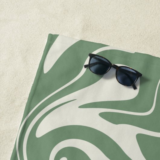 こぼれ – 緑 ビーチタオル (インサイチュ)