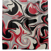 こぼれ – 赤、灰色、黒、およびボーン白 シャワーカーテン (正面)