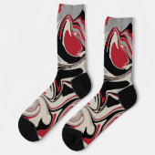 こぼれ – 赤、灰色、黒、およびボーン白 ソックス (左)