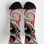こぼれ – 赤、灰色、黒、およびボーン白 ソックス (上部)