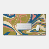 こぼれ – 青、オリーブグリーン、ピンクとクリーム デスクマット (キーボード&マウス)