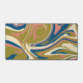こぼれ – 青、オリーブグリーン、ピンクとクリーム デスクマット (正面)