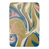 こぼれ – 青、オリーブグリーン、ピンクとクリーム バスマット (正面縦)