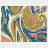 こぼれ – 青、オリーブグリーン、ピンクとクリーム フリースブランケット (正面(横))