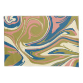 こぼれ – 青、オリーブグリーン、ピンクとクリーム 枕カバー (正面左)