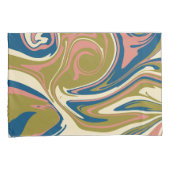 こぼれ – 青、オリーブグリーン、ピンクとクリーム 枕カバー (正面右)