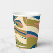 こぼれ – 青、オリーブグリーン、ピンクとクリーム 紙コップ (右)