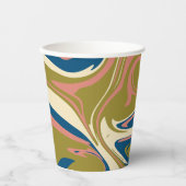 こぼれ – 青、オリーブグリーン、ピンクとクリーム 紙コップ (正面)