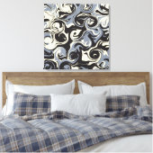 こぼれ – 黒、グレー、クリーム キャンバスプリント (インサイチュ (寝室))