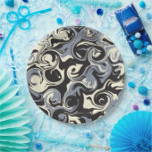 こぼれ – 黒、グレー、クリーム ペーパープレート (パーティー)