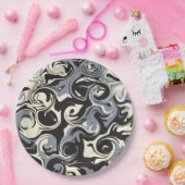 こぼれ – 黒、グレー、クリーム ペーパープレート (パーティー)