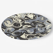 こぼれ – 黒、グレー、クリーム ペーパープレート (アングル)