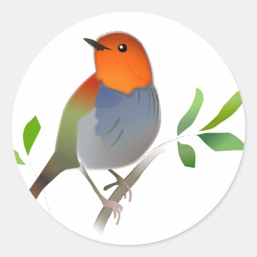 こまどりのイラストシール ラウンドシール (正面)