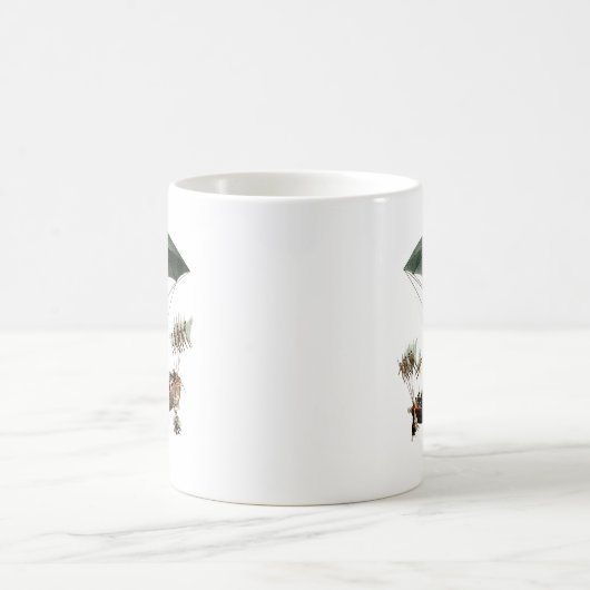 こまめに縁座と飛んでいる生き物 コーヒーマグカップ (中央)