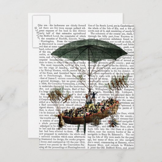 こまめに縁座と飛んでいる生き物 ポストカード (正面/裏面)