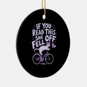 こもしこ読の彼女が落ちた:バイクもしくは自転車に乗る人おもしろいユーモア セラミックオーナメント (右)