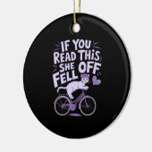 こもしこ読の彼女が落ちた:バイクもしくは自転車に乗る人おもしろいユーモア セラミックオーナメント (左)