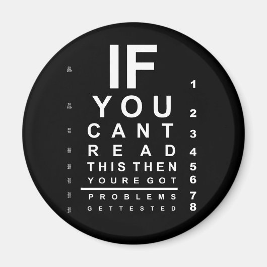 こもしこ読の眼のテスト図 – 暗 マグネット (正面)