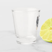 こら！文字と小さなバーレッドのロックチキン ショットグラス (左)