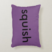、"これあります枕"が紫色の枕"押しつぶして下さい" アクセントクッション (正面(垂直))
