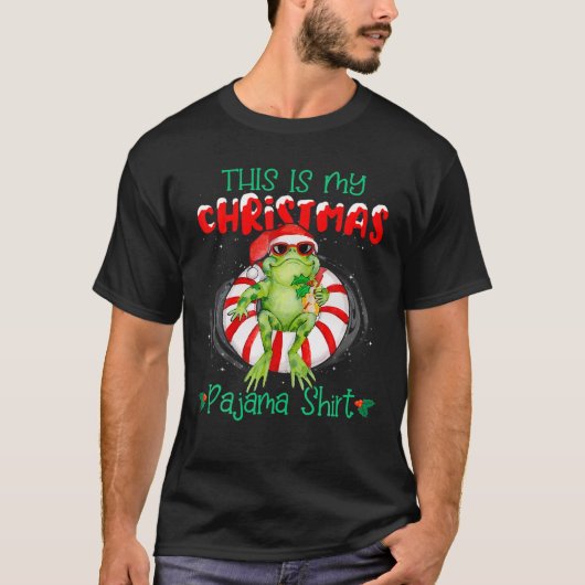 これおもしろいは私のクリスマスパジャマカエルのクリスマス Tシャツ (正面)