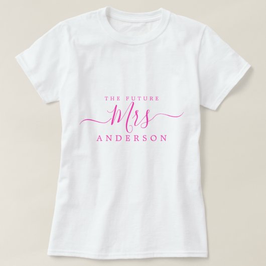 これから結婚する○○さん おしゃれなスクリプト カスタム名 花嫁 Tシャツ (デザイン正面)