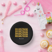 これから花嫁になるあなた - ゴールドグリッター - 名前入り, ブラック ペーパーボウル (パーティー)