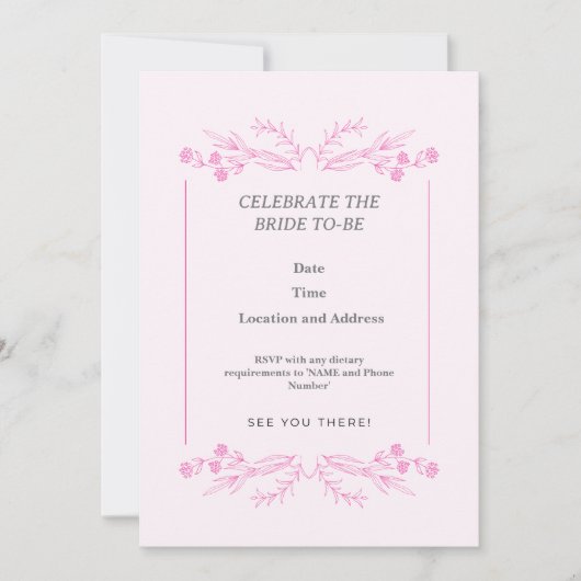 これから花嫁になる人を祝おう 招待状 (正面)