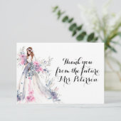 これから花嫁になる方へ エレガントな白いドレス ウェディング ブライダル サンクス エンクロージャーカード (スタンド正面)