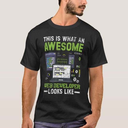 これがくもの巣デベロッパー素晴らしの外観である Tシャツ (正面)