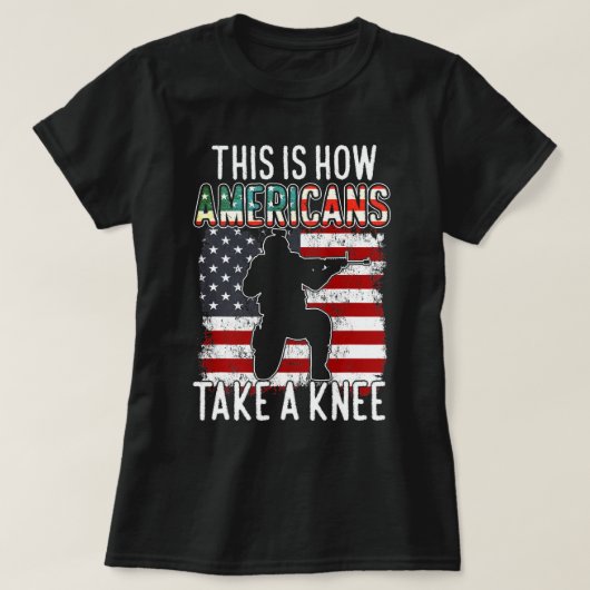 これがアメリカ人が膝のギフトベーターを取るおもしろい方法だ Tシャツ (デザイン正面)
