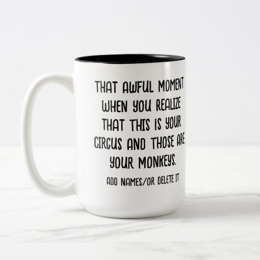 これがサーカスで君のサーカスであることに気付く ツートーンマグカップ (左)