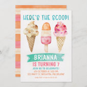 これがスクープのアイスクリーム誕生日招待状 招待状 (正面/裏面)