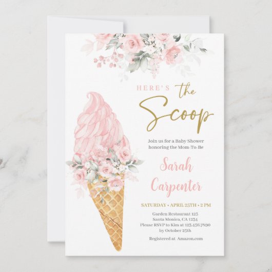 これがスクープ赤ちゃんシャワーガール招待状 招待状 (正面)