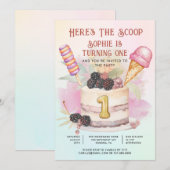 これがスクープ1th誕生日アイスクリームパーティー 招待状 (正面/裏面)