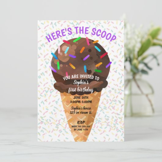 これがスクープ・アイスクリームガール誕生日 招待状 (スタンド正面)